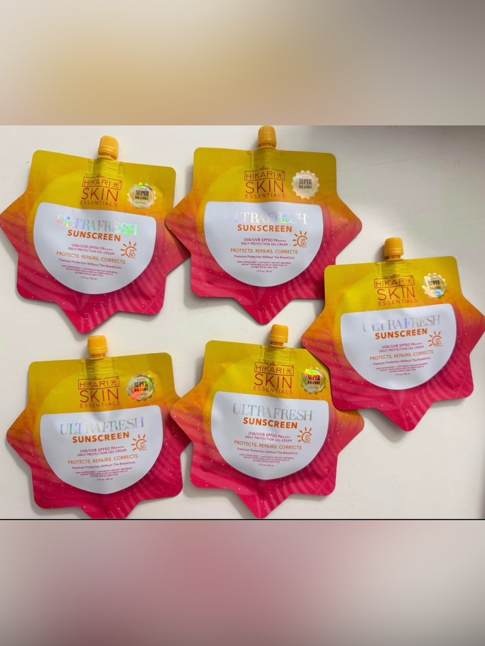5Packs HIKARI UltraFresh Sunscreen - Pink & Yellow